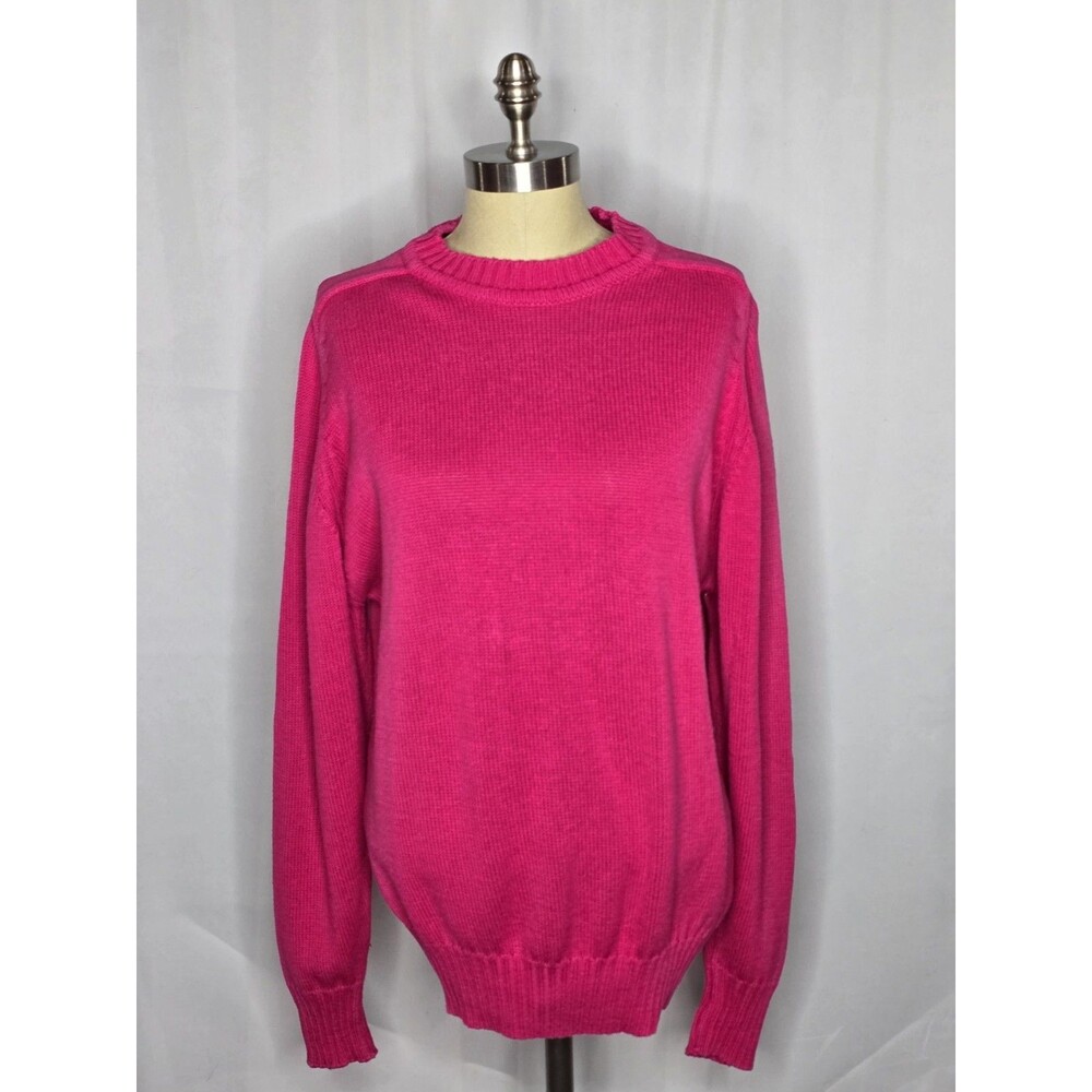 Vintage 70/80's Hot Pink Preppy Knit Sweater The Fox Collection 100% Cotton USA